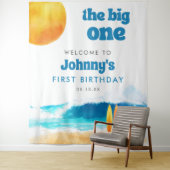 Tenture The Big One 1st Birthday Surf Beach Photo Backdrop (En situation)