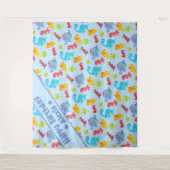 Tenture Thème Anniversaire Dinosaures Mignons Poudre Bleue (Devant)