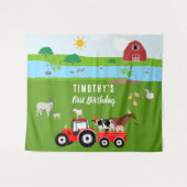 Tenture Thème d'anniversaire Animaux de la ferme et Tracte (Devant (Horizontal))
