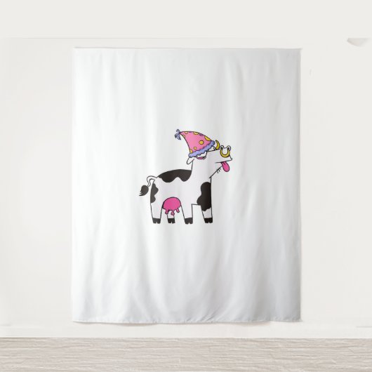 Tenture Thème de chapeau d'anniversaire de vache éleveur d (Devant)
