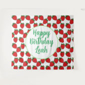 Tenture Thème de fête d'anniversaire fraise (Devant (Horizontal))