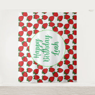 Tenture Thème de fête d'anniversaire fraise