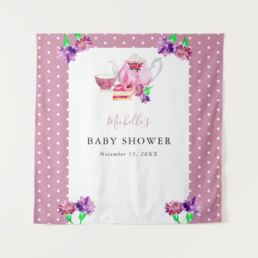 Tenture Thème de fête de douche de bébé mignon rose (Devant)