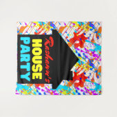 Tenture Thème de fête de maison Hip Hop Rétro Néon (Devant (Horizontal))