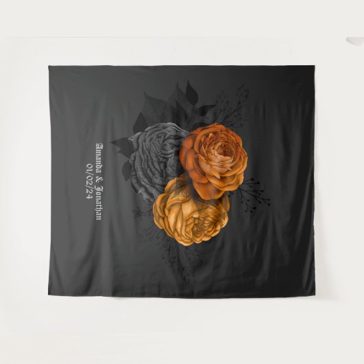 Tenture Thème de mariage gothique chic orange et noir (Devant (Horizontal))