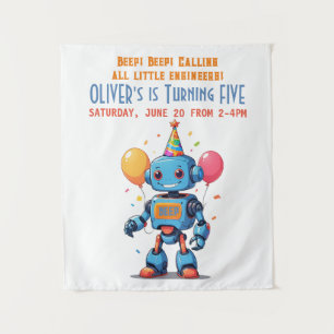 Tenture thème de robot avec ballons aquarelle