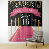 Tenture Thème de tapis rose personnalisé Sweet 16 fond (En situation)