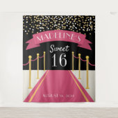 Tenture Thème de tapis rose personnalisé Sweet 16 fond (Devant)
