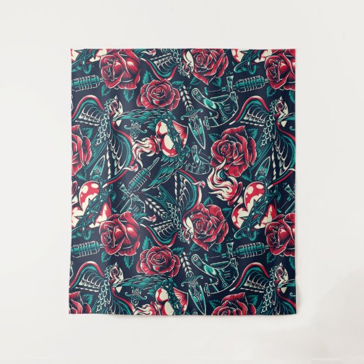 Tenture Thème de tatouage rétro (Devant)