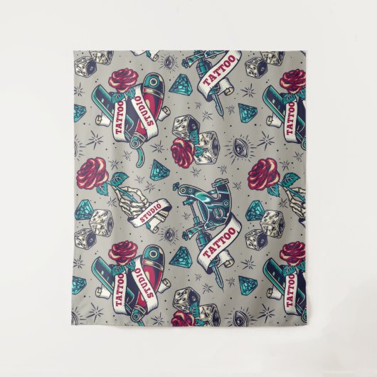 Tenture Thème de tatouage rétro (Devant)