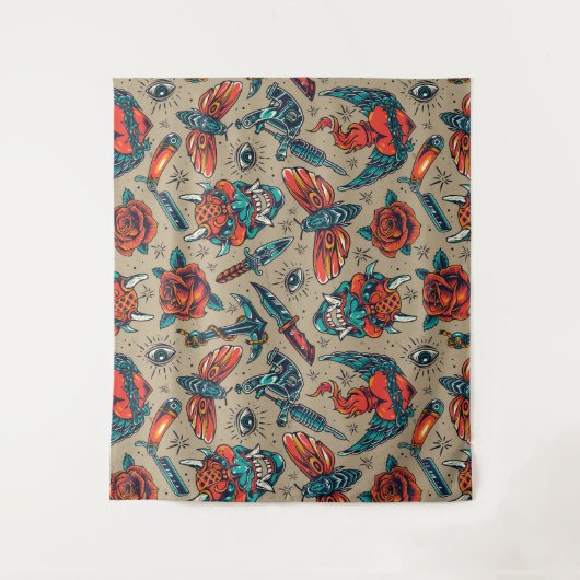 Tenture Thème de tatouage rétro (Devant)