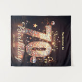 Tenture Thème musical boule disco dorée pour 70e anniversa (Devant (Horizontal))