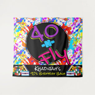 Tenture Thème Néon 80's 40 ans et Hip Hop pour 40e anniv
