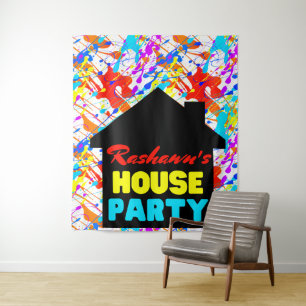Tenture Thème néon rétro Hip Hop pour soirée House