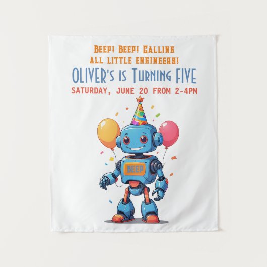 Tenture thème robot avec aquarelle ballons (Devant)
