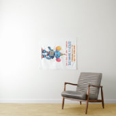 Tenture thème robot avec aquarelle ballons (En situation (horizontale))