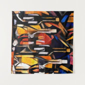 Tenture Thèmes du vin : Bouteilles et raisins (Devant (Horizontal))