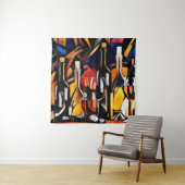 Tenture Thèmes du vin : Bouteilles et raisins (En situation)