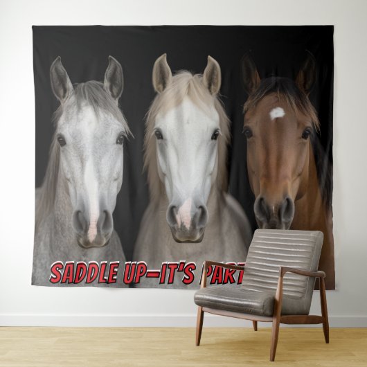 Tenture Three Horses Party Time Photo Backdrop  (En situation (horizontale))
