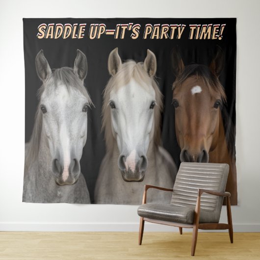 Tenture Three Horses Party Time Photo Backdrop  (En situation (horizontale))