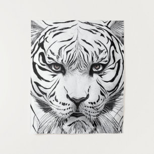 Tenture Tiger Animal Wild Nature Illustration Line Epic