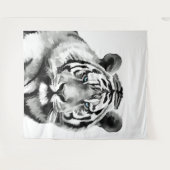 Tenture Tiger Noir et Blanc Bleu yeux (Devant (Horizontal))