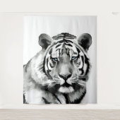Tenture Tiger Noir et Blanc Bleu yeux (Devant)