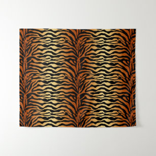 Tenture Tiger Stripes Poster de animal, Ambre, Noir et Tan