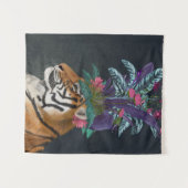 Tenture Tigre avec tête tropicale (Devant (Horizontal))