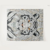 Tenture Tigre blanc - Art numérique en mosaïque de verre t (Devant (Horizontal))