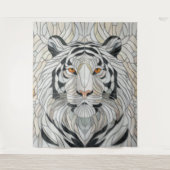 Tenture Tigre blanc - Art numérique en mosaïque de verre t (Devant)