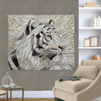 Tigre blanc - Art numérique en mosaïque de verre t