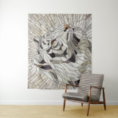 Tenture Tigre blanc - Art numérique en mosaïque de verre t (En situation)