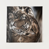 Tenture Tigre de Ranthambore : gros plan. (Devant (Horizontal))