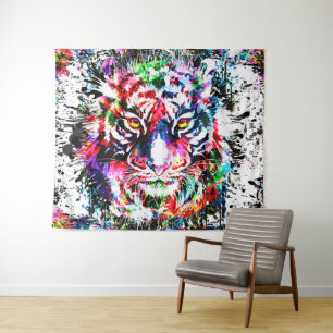 Tenture Tigre Dessin coloré Tigre d'art Abstrait