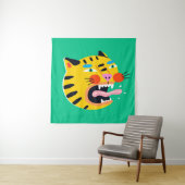 Tenture Tigre drôle Abstrait (En situation)