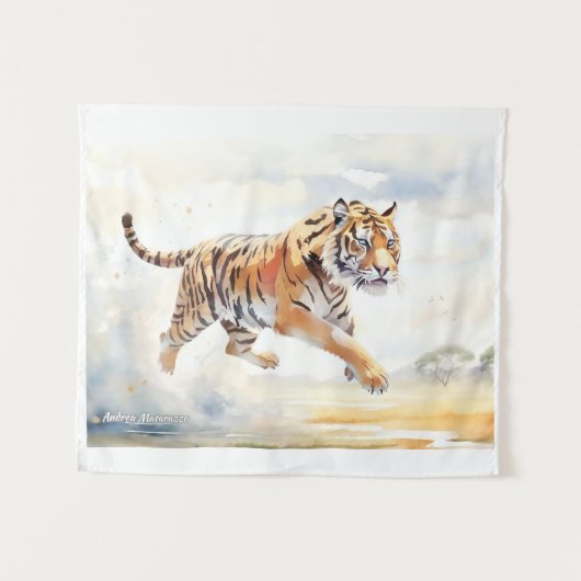 Tenture Tigre en action 2 (Devant (Horizontal))