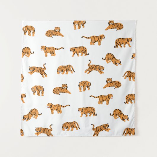 Tenture Tigre japonais : Doodle Vintage sans joint (Devant)