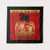 Tenture Tigre mignon chinois année Zodiac Anniversaire Tig (Devant)