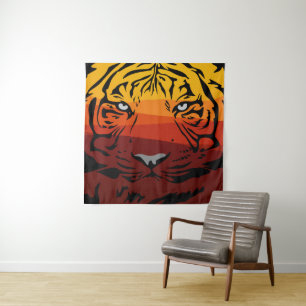 Tenture Tigre motif animal design plat texture colorée 