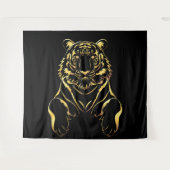Tenture Tigre noir à rayures dorées (Devant (Horizontal))