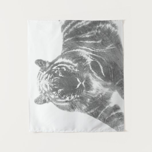 Tenture Tigre noir et blanc (Devant)