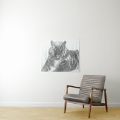 Tenture Tigre noir et blanc (En situation (horizontale))