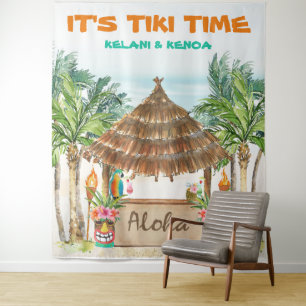 Tenture Tiki Luau Bar Tiki de Plage Tropicale