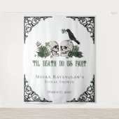 Tenture Til Death Crânes noirs et blancs et Roses verts (Devant)