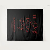 Tenture Til death do us party wedding red text backdrop  (Devant (Horizontal))