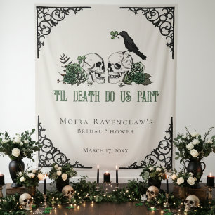 Tenture Til Death Green M. et Mme Skulls Roses verts