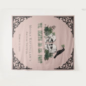 Tenture Til Death Pink M. et Mme Skulls Roses verts (Devant (Horizontal))