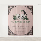 Tenture Til Death Pink M. et Mme Skulls Roses verts (Devant)