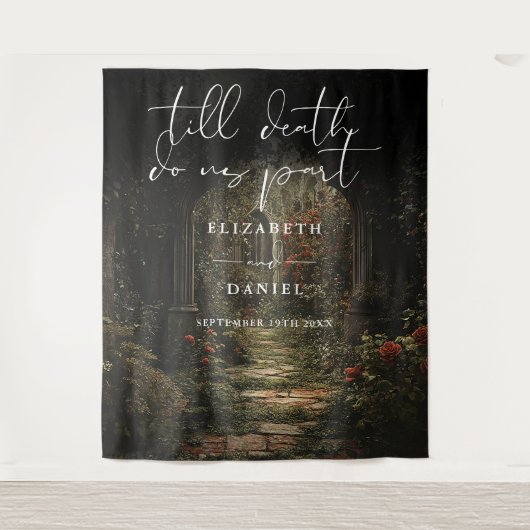 Tenture Till Death Floral Gothic Mariage Fond photo (Devant)